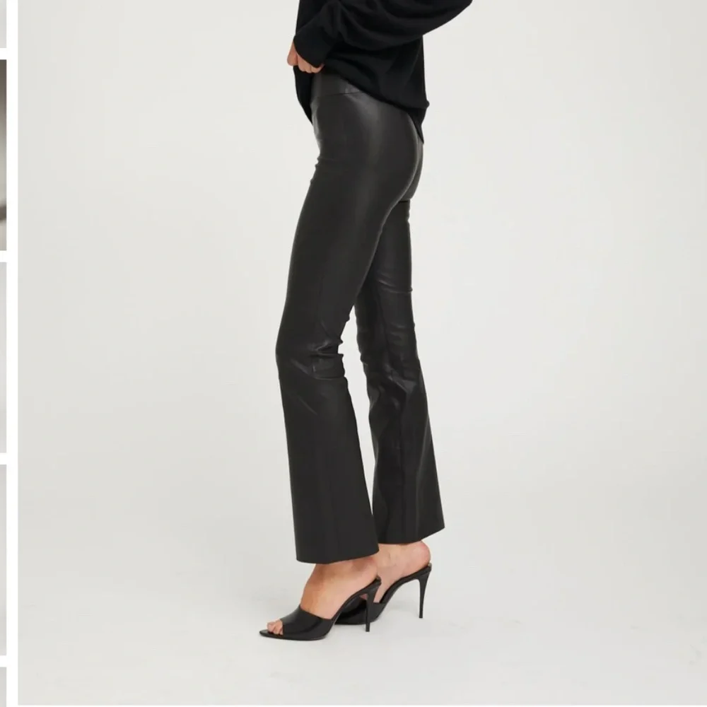 SPRWMN BLACK LEATHER ANKLE FLARE - Picture 2 of 11